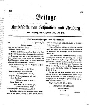 Königlich Bayerisches Kreis-Amtsblatt von Schwaben und Neuburg Dienstag 22. Februar 1859