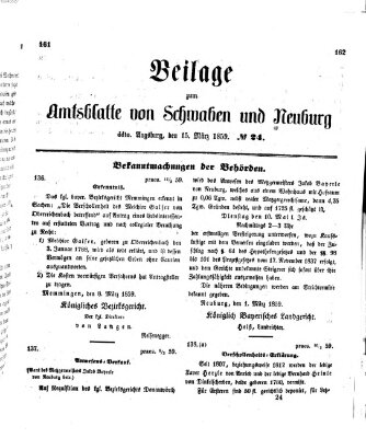 Königlich Bayerisches Kreis-Amtsblatt von Schwaben und Neuburg Dienstag 15. März 1859