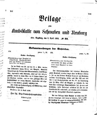 Königlich Bayerisches Kreis-Amtsblatt von Schwaben und Neuburg Freitag 8. April 1859