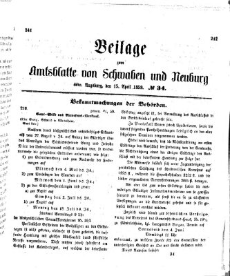 Königlich Bayerisches Kreis-Amtsblatt von Schwaben und Neuburg Freitag 15. April 1859