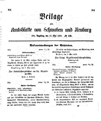 Königlich Bayerisches Kreis-Amtsblatt von Schwaben und Neuburg Freitag 13. Mai 1859