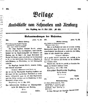 Königlich Bayerisches Kreis-Amtsblatt von Schwaben und Neuburg Donnerstag 19. Mai 1859