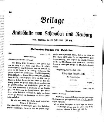 Königlich Bayerisches Kreis-Amtsblatt von Schwaben und Neuburg Dienstag 12. Juli 1859