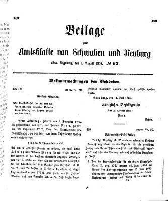 Königlich Bayerisches Kreis-Amtsblatt von Schwaben und Neuburg Dienstag 2. August 1859