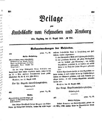 Königlich Bayerisches Kreis-Amtsblatt von Schwaben und Neuburg Dienstag 16. August 1859