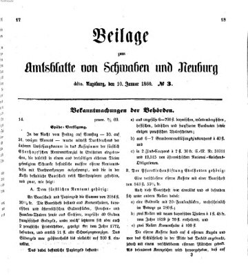 Königlich Bayerisches Kreis-Amtsblatt von Schwaben und Neuburg Dienstag 10. Januar 1860