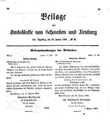 Königlich Bayerisches Kreis-Amtsblatt von Schwaben und Neuburg Freitag 20. Januar 1860