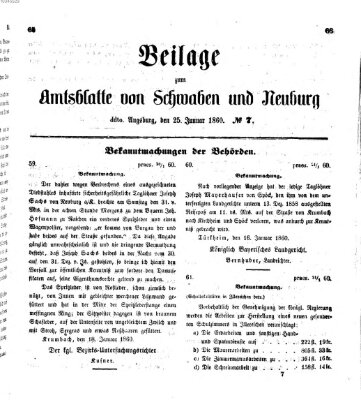 Königlich Bayerisches Kreis-Amtsblatt von Schwaben und Neuburg Mittwoch 25. Januar 1860