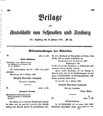 Königlich Bayerisches Kreis-Amtsblatt von Schwaben und Neuburg Freitag 10. Februar 1860