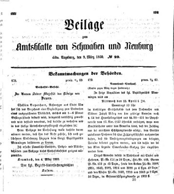 Königlich Bayerisches Kreis-Amtsblatt von Schwaben und Neuburg Freitag 9. März 1860