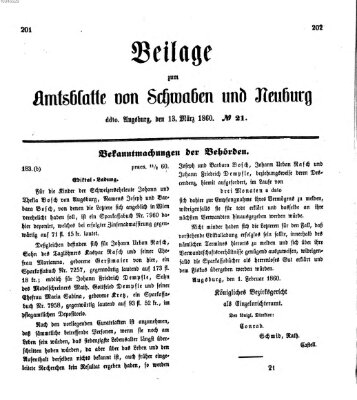 Königlich Bayerisches Kreis-Amtsblatt von Schwaben und Neuburg Dienstag 13. März 1860