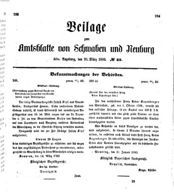 Königlich Bayerisches Kreis-Amtsblatt von Schwaben und Neuburg Dienstag 20. März 1860