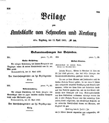 Königlich Bayerisches Kreis-Amtsblatt von Schwaben und Neuburg Freitag 13. April 1860