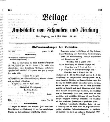 Königlich Bayerisches Kreis-Amtsblatt von Schwaben und Neuburg Dienstag 1. Mai 1860