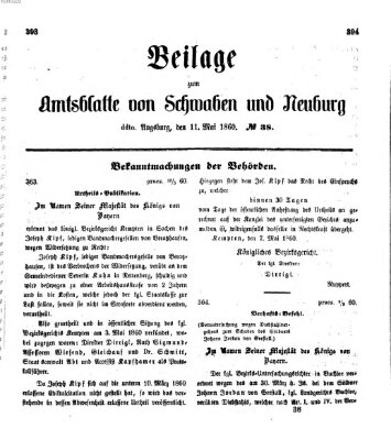 Königlich Bayerisches Kreis-Amtsblatt von Schwaben und Neuburg Freitag 11. Mai 1860