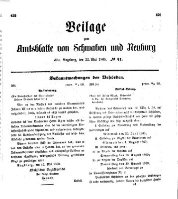 Königlich Bayerisches Kreis-Amtsblatt von Schwaben und Neuburg Dienstag 22. Mai 1860