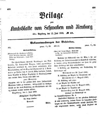 Königlich Bayerisches Kreis-Amtsblatt von Schwaben und Neuburg Dienstag 12. Juni 1860