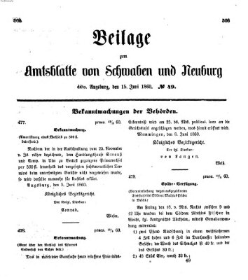 Königlich Bayerisches Kreis-Amtsblatt von Schwaben und Neuburg Freitag 15. Juni 1860