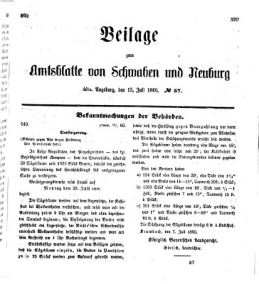 Königlich Bayerisches Kreis-Amtsblatt von Schwaben und Neuburg Freitag 13. Juli 1860