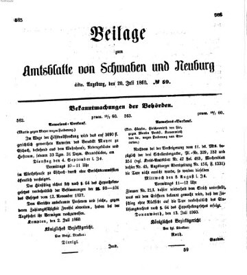 Königlich Bayerisches Kreis-Amtsblatt von Schwaben und Neuburg Freitag 20. Juli 1860