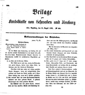 Königlich Bayerisches Kreis-Amtsblatt von Schwaben und Neuburg Dienstag 21. August 1860