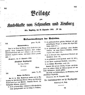 Königlich Bayerisches Kreis-Amtsblatt von Schwaben und Neuburg Dienstag 25. September 1860