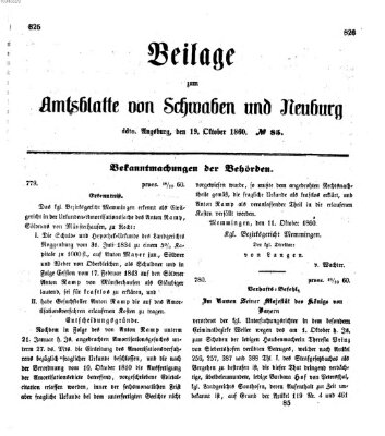 Königlich Bayerisches Kreis-Amtsblatt von Schwaben und Neuburg Freitag 19. Oktober 1860