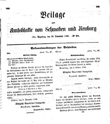 Königlich Bayerisches Kreis-Amtsblatt von Schwaben und Neuburg Dienstag 20. November 1860