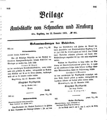 Königlich Bayerisches Kreis-Amtsblatt von Schwaben und Neuburg Freitag 23. November 1860