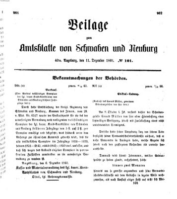 Königlich Bayerisches Kreis-Amtsblatt von Schwaben und Neuburg Dienstag 11. Dezember 1860