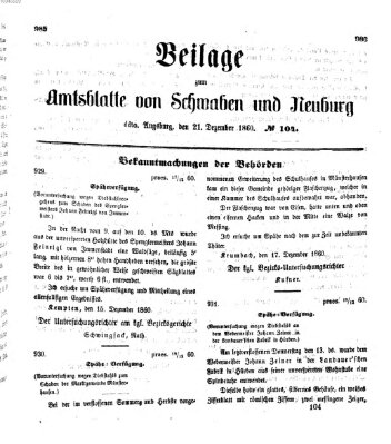 Königlich Bayerisches Kreis-Amtsblatt von Schwaben und Neuburg Freitag 21. Dezember 1860