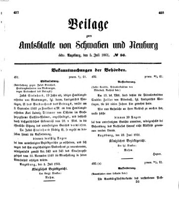 Königlich Bayerisches Kreis-Amtsblatt von Schwaben und Neuburg Freitag 5. Juli 1861