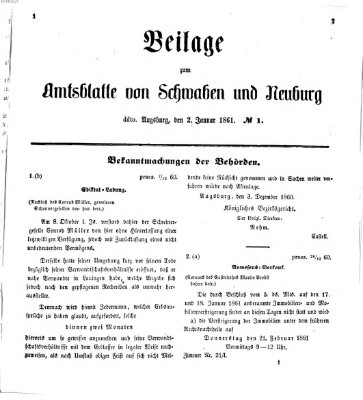 Königlich Bayerisches Kreis-Amtsblatt von Schwaben und Neuburg Mittwoch 2. Januar 1861