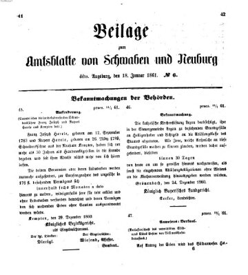 Königlich Bayerisches Kreis-Amtsblatt von Schwaben und Neuburg Freitag 18. Januar 1861