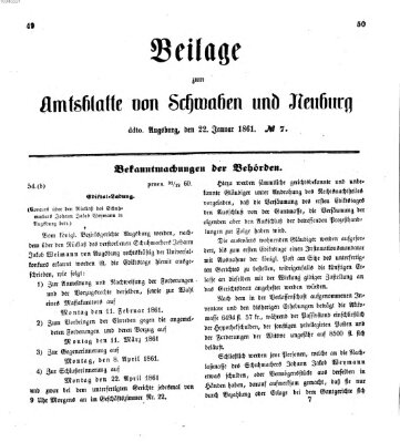 Königlich Bayerisches Kreis-Amtsblatt von Schwaben und Neuburg Dienstag 22. Januar 1861