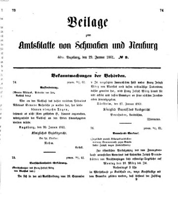 Königlich Bayerisches Kreis-Amtsblatt von Schwaben und Neuburg Dienstag 29. Januar 1861