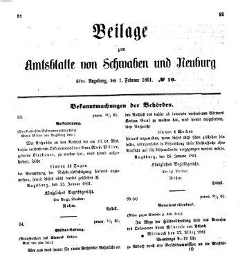 Königlich Bayerisches Kreis-Amtsblatt von Schwaben und Neuburg Freitag 1. Februar 1861