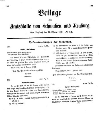 Königlich Bayerisches Kreis-Amtsblatt von Schwaben und Neuburg Dienstag 12. Februar 1861