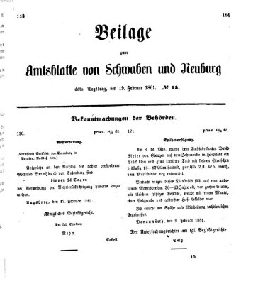 Königlich Bayerisches Kreis-Amtsblatt von Schwaben und Neuburg Dienstag 19. Februar 1861