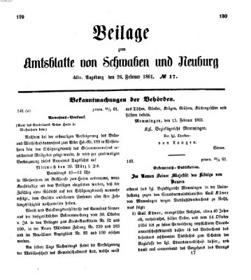 Königlich Bayerisches Kreis-Amtsblatt von Schwaben und Neuburg Dienstag 26. Februar 1861