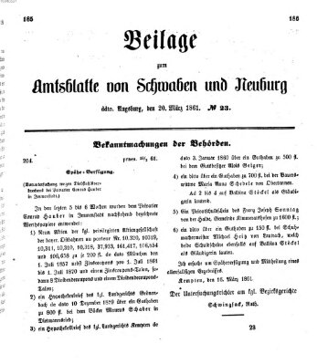 Königlich Bayerisches Kreis-Amtsblatt von Schwaben und Neuburg Mittwoch 20. März 1861