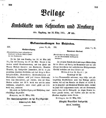 Königlich Bayerisches Kreis-Amtsblatt von Schwaben und Neuburg Dienstag 26. März 1861