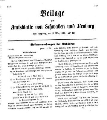 Königlich Bayerisches Kreis-Amtsblatt von Schwaben und Neuburg Donnerstag 28. März 1861