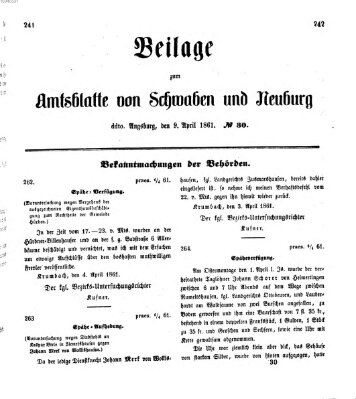 Königlich Bayerisches Kreis-Amtsblatt von Schwaben und Neuburg Dienstag 9. April 1861