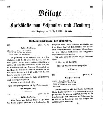 Königlich Bayerisches Kreis-Amtsblatt von Schwaben und Neuburg Freitag 12. April 1861