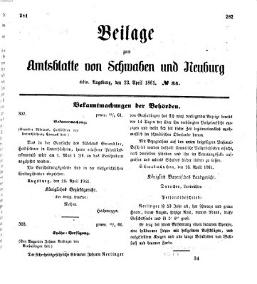 Königlich Bayerisches Kreis-Amtsblatt von Schwaben und Neuburg Dienstag 23. April 1861