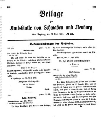 Königlich Bayerisches Kreis-Amtsblatt von Schwaben und Neuburg Freitag 26. April 1861