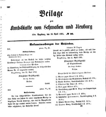 Königlich Bayerisches Kreis-Amtsblatt von Schwaben und Neuburg Dienstag 30. April 1861