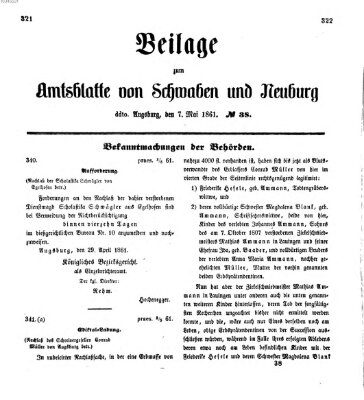 Königlich Bayerisches Kreis-Amtsblatt von Schwaben und Neuburg Dienstag 7. Mai 1861