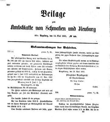 Königlich Bayerisches Kreis-Amtsblatt von Schwaben und Neuburg Dienstag 14. Mai 1861